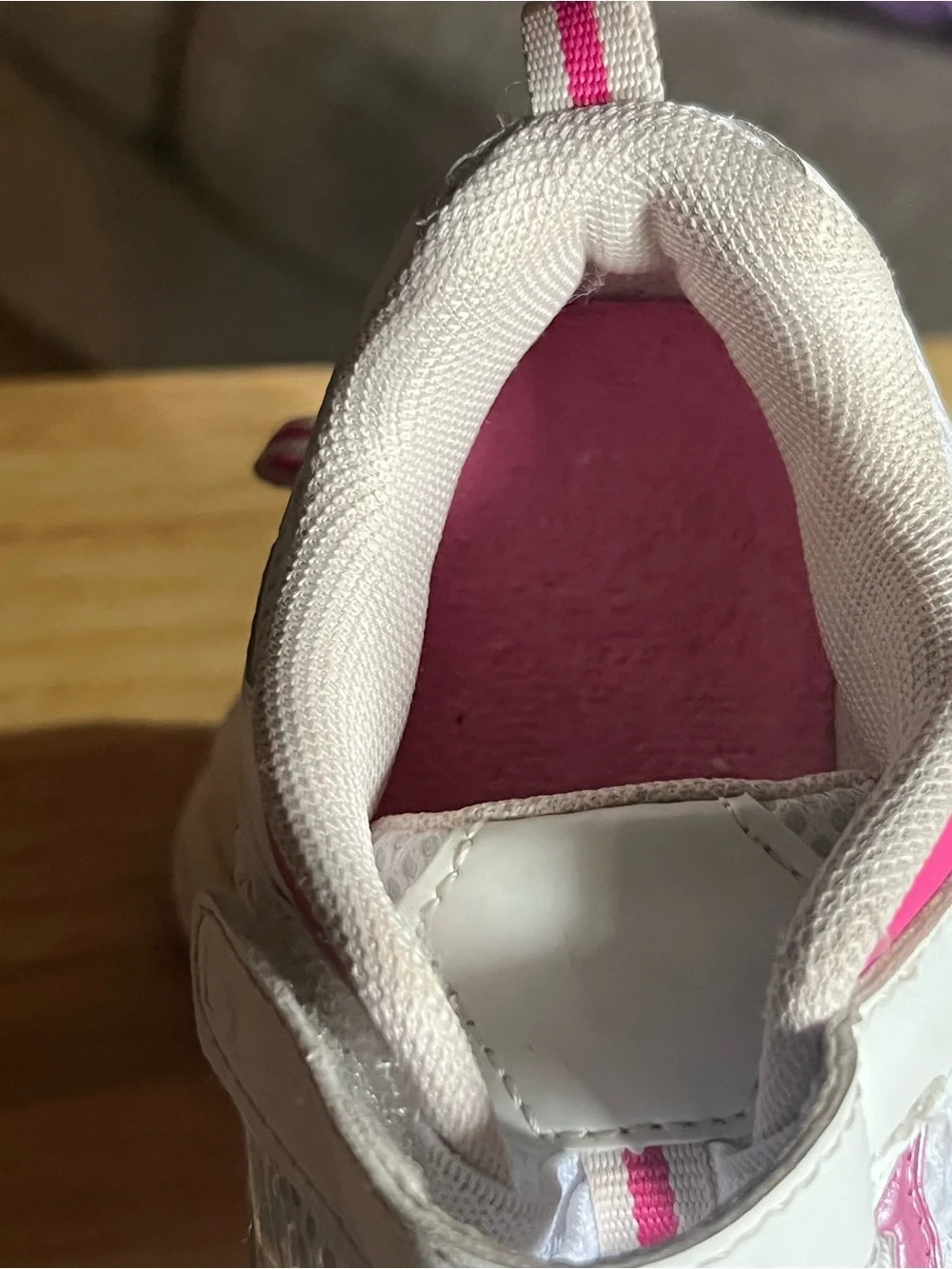 Kids White and Pink Athletic Sneakers size 12